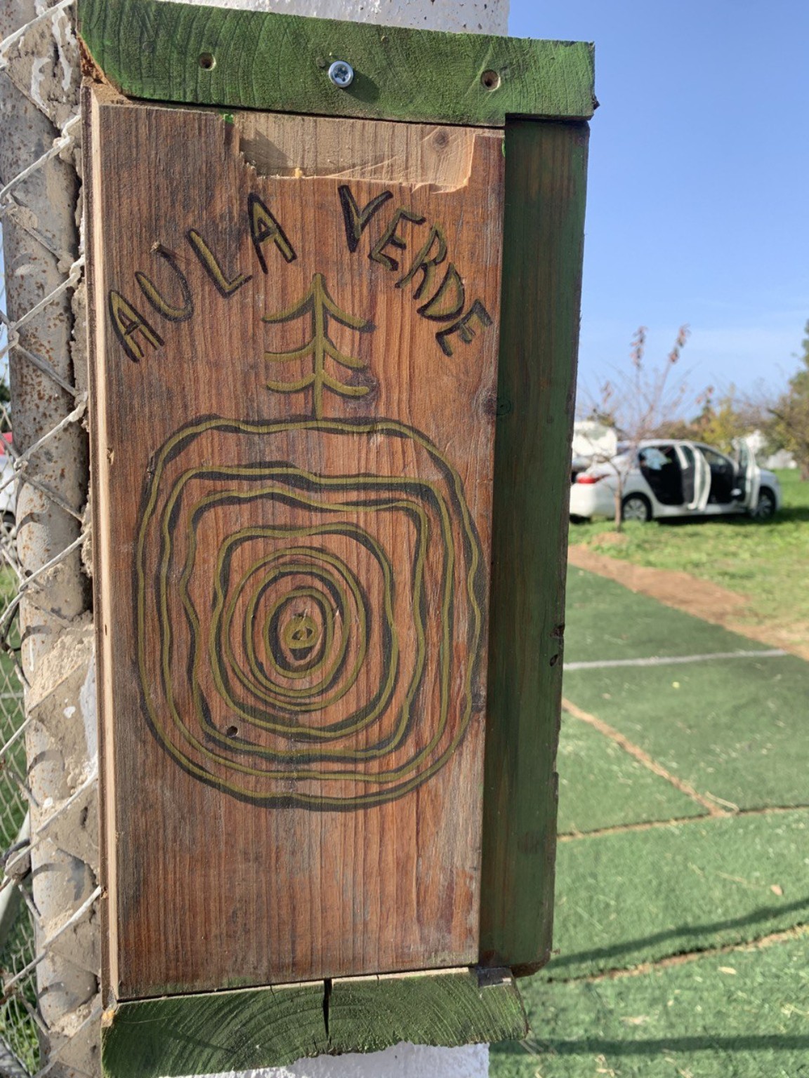 Cartel de madera de Aula Verde